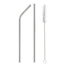 Kit 2 Canudos Reutilizável Aço Inox + Escova Cor Prateado Foto mini  3