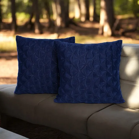 Kit 2 Capa Almofada Decorativa Escritorio 45x45 Tricot Tricô Cor Azul-marinho Capa Almofada 45x45 Decorativa Foto 1