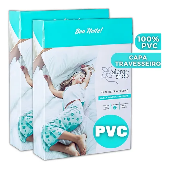 Kit 2 Capa Antiácaro Para Travesseiro 100% Pvc - Alergoshop Cor Branco Foto 1