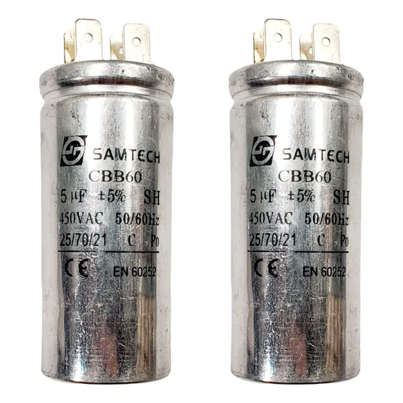 Kit 2 Capacitor Permanente Alumínio Com Terminal 5uf 400vac Foto 1