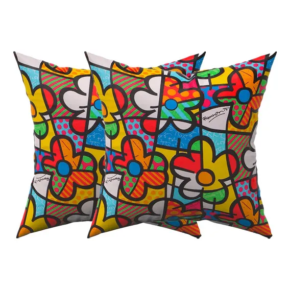 Kit 2 Capas Almofada Acqua Linea Impermeável Romero Britto Cor Estampado Foto 1
