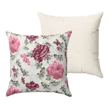 Kit 2 Capas De Almofada 45x45 Glamour Flores Rosa Off White Florido Foto  mini 1