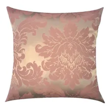 Kit 2 Capas De Almofada Em Jacquard Rosa Com Dourado 43x43cm Medalhão E Listrado Foto mini 2