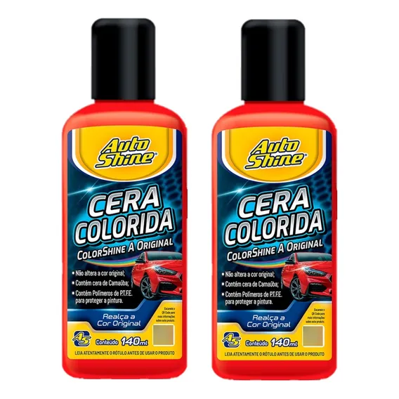 Kit 2 Cera Colorshine Vermelha Clara Autoshine 140ml Foto 1