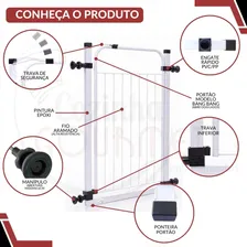 Kit 2 Cerca Grade P/ Porta Portão Pressão Pet Cães Criança 84/89cm Cor Branco Foto mini  3