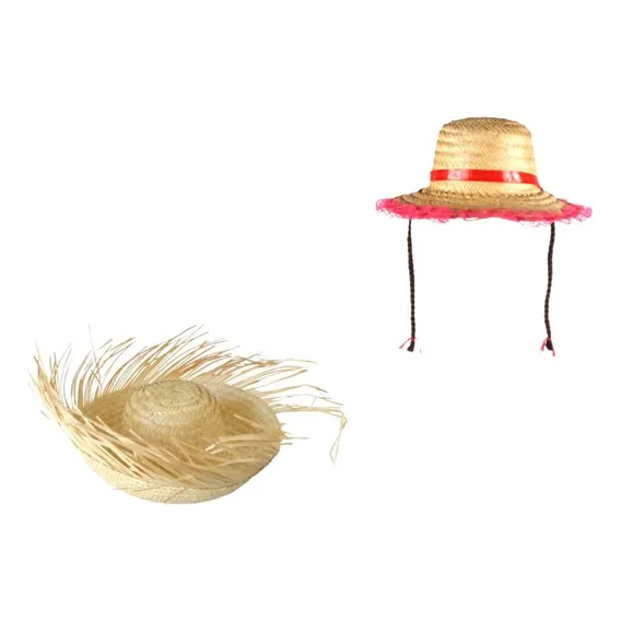Kit 2 Chapeus Palha Caipira Festa Junina Feminino Masculino Foto 1