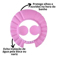 Kit 2 Chapéus Protetor Viseira De Banho Cabeça Bebê Criança Cor Rosa Foto mini 3