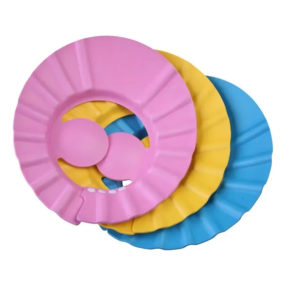 Kit 2 Chapéus Protetor Viseira De Banho Cabeça Bebê Criança Cor Rosa Foto 1