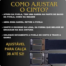 Kit 2 Cintos Lona Premium Masculino Fivela Regulagem L49 Pa Cor Preto E Cinza Tamanho Ajustável Até 140cm (comprimento Total) Foto mini 3