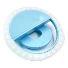 Kit 2 Clipe Anel Universal Selfie Celular Ring Light Azul Foto  mini 1