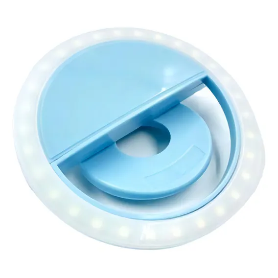Kit 2 Clipe Anel Universal Selfie Celular Ring Light Azul Foto 1