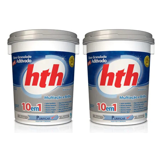 Kit 2 Cloro P/ Piscina Hth Multiação 10 Em 1 Balde 10 Kg Foto 1