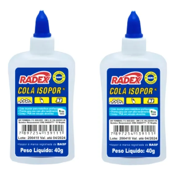 Kit 2 Colas Para Isopor Asuper 40g - Radex Foto 1