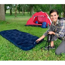 Kit 2 Colchão Inflável Solteiro Camping + Bomba Ar Manual Foto mini 3