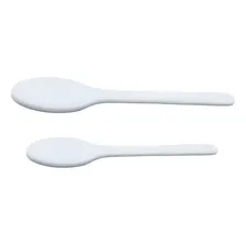Kit 2 Colheres Maciças Grande Resistente Confeitaria Cozinha Cabo Branco Foto mini 3