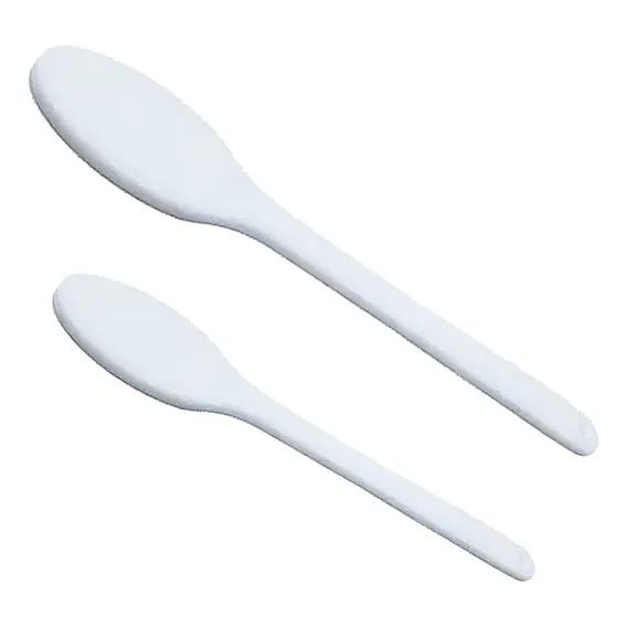 Kit 2 Colheres Maciças Grande Resistente Confeitaria Cozinha Cabo Branco Foto 1