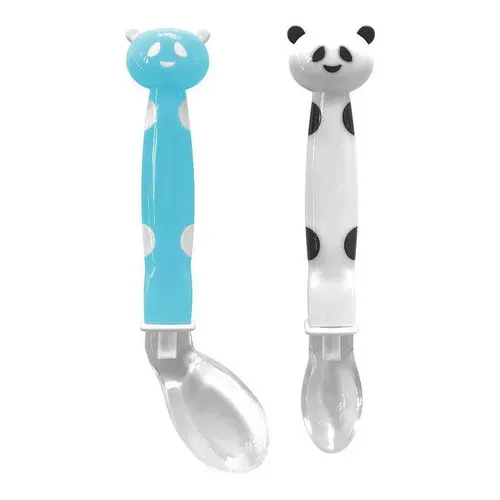 Kit 2 Colheres Pandinha Em Silicone Azul Buba Foto 1