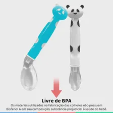 Kit 2 Colheres Pandinha Em Silicone Azul Buba Foto mini  2