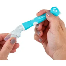 Kit 2 Colheres Pandinha Em Silicone Azul Buba Foto mini  3