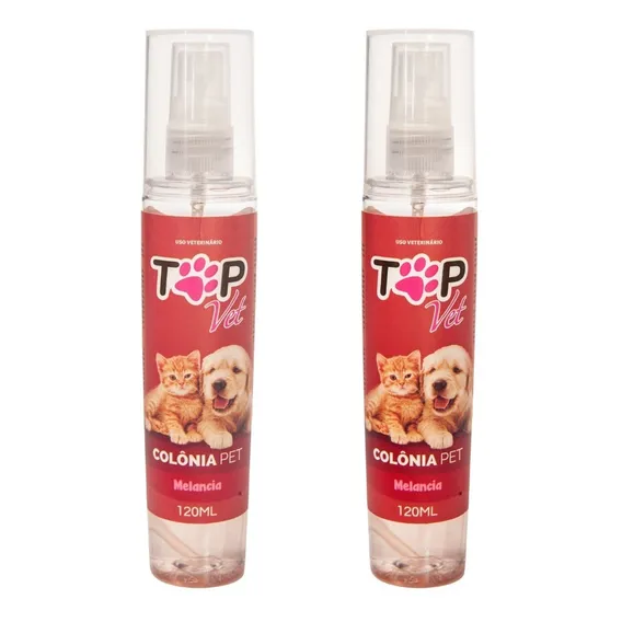 Kit 2 Colônia Para Cachorros Cães Gatos Pet 120 Top Vet Fragrância Melancia Foto 1