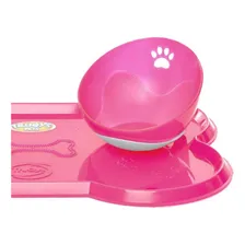 Kit 2 Comedouros Inclinados + Bandeja Formato Osso Pet Rosa Foto mini 4