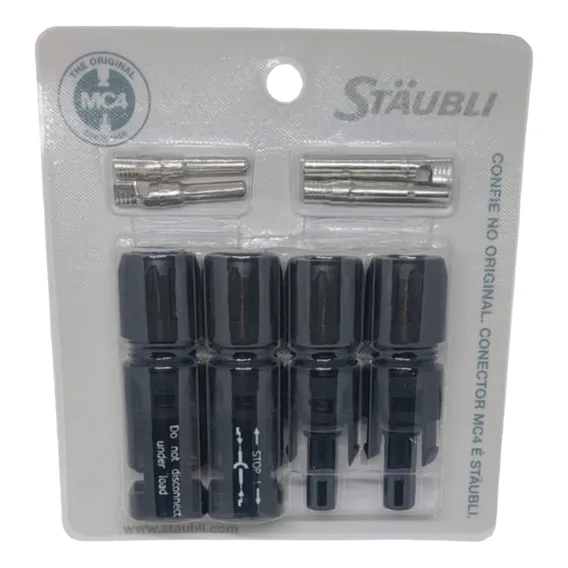 Kit 2 Conector Mc4 Staubli Conector Solar Para Placa Solar Fotovoltaico Macho E Fêmea Foto 1