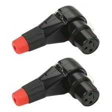 Kit 2 Conector Plug Xlr Canon Fêmea 90 Graus Cachimbo Preto Foto mini 1