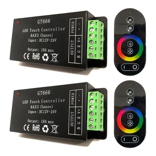 Kit 2 Controle + Comando Touch Refletores Led Rgb Sem Fio 12v Foto 1