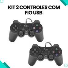 Kit 2 Controle Usb Para Pc Computador Joystick Dualshock Foto mini  3
