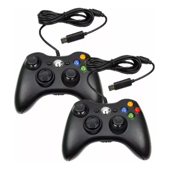 Kit 2 Controle Xbox 360 Computador Pc Com Fio Joystick Feir Foto 1