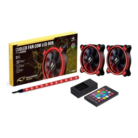 Kit 2 Cooler Fan C3 Tech Led Rgb F7-l500rgb + Controladora Foto 1