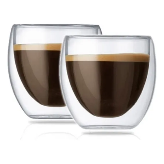Kit 2 Copo Vidro Duplo Café Expresso Capuccino Chá 250ml Foto 1
