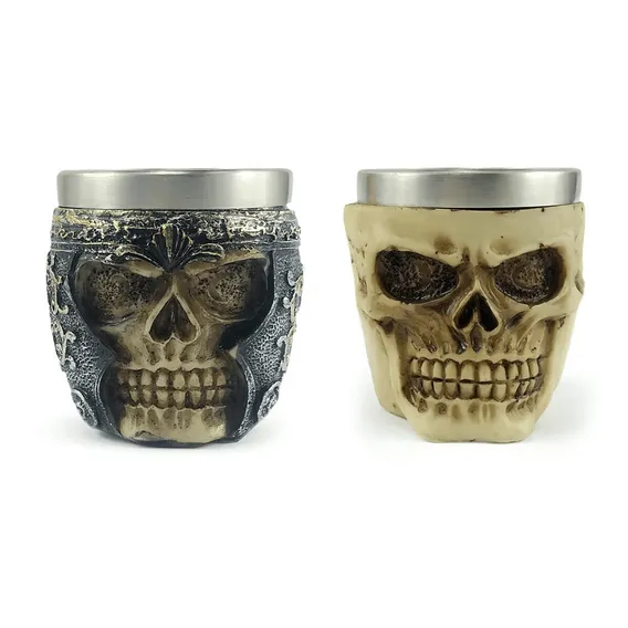 Kit 2 Copos Dose Shot Em Aço Inox Resina Decorativo Whisky Cor Amarelo Foto 1