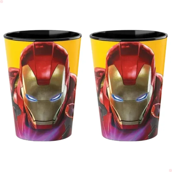 Kit 2 Copos Infantil Super Herói Princesas 320ml - Plasútil Cor Homem de Ferro Foto 1