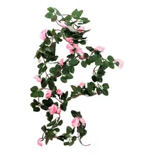Kit 2 Correntes De Rosas Artificiais 2 Metros Flor Premium Cor Rosa-claro Foto mini 1