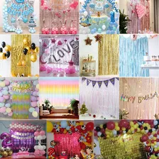 Kit 2 Cortina De Fita Metalizada Festa Franja 1x2 Mts Decor Cor Prata Foto mini 2