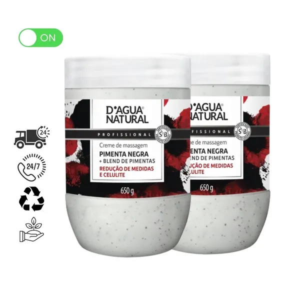 Kit 2 Creme De Massagem Pimenta Negra 650g - Dagua Natural Foto 1