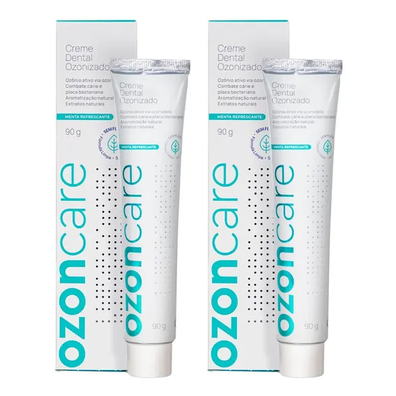Kit 2 Creme Dental Ozonizado Natural Menta Sem Flúor 90g Foto 1