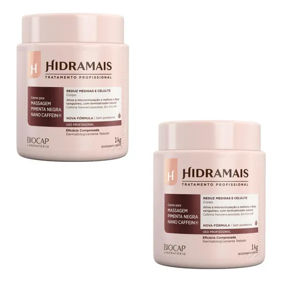 Kit 2 Creme Hidramais Massag Pimenta Negra Nano Caffein 1 Kg Foto 1