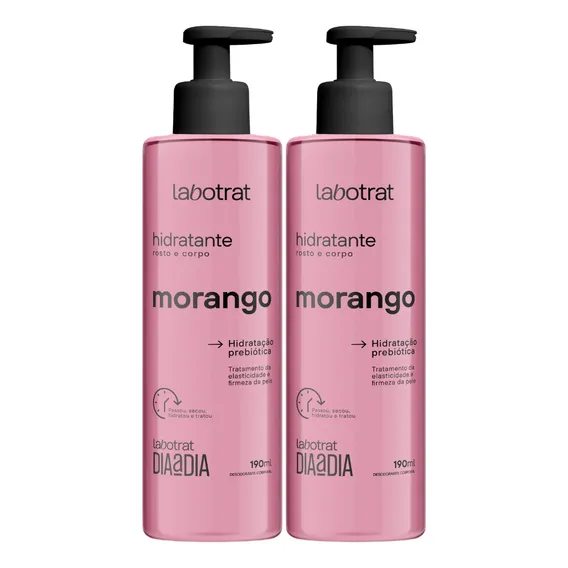 Kit 2 Creme Hidratante Facial Corporal Morango Labotrat Foto 1