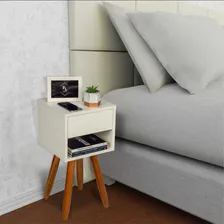 Kit 2 Criados Mudos Retr么 30cm Branco J谩 Montado Acabamento Fosco Foto mini 4