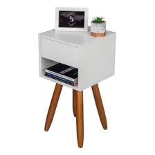 Kit 2 Criados Mudos Retr么 30cm Branco J谩 Montado Acabamento Fosco Foto mini 2