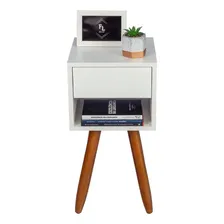 Kit 2 Criados Mudos Retr么 30cm Branco J谩 Montado Acabamento Fosco Foto mini 3