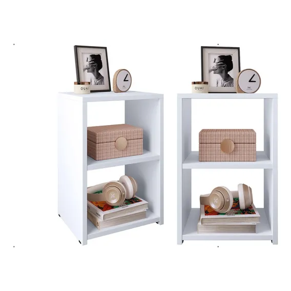 Kit 2 Criados-mudos Suspensos Para Cama Box Com Prateleira, Compactos E Modernos - Branco Foto 1