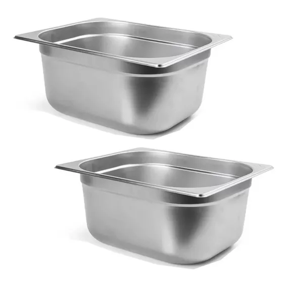 Kit 2 Cubas Gastronômicas Inox 9,5l 1/2 Buffet Restaurante 3 Foto 1