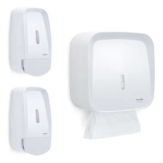 Kit 2 Dispenser Porta Sabonete Sabão Líquido + 1 Toalheiro Cor Branco Foto 1