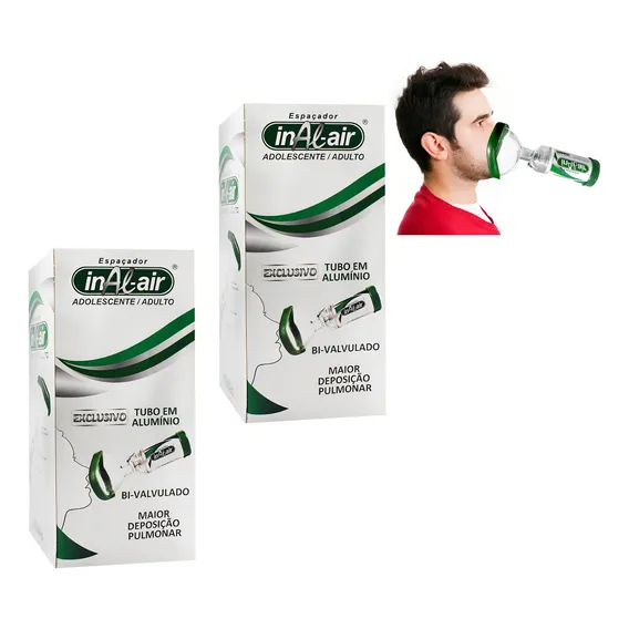 Kit 2 Espaçadores Com Máscara Adulto Aerosol Medicamentos Foto 1