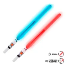 Kit 2 Espadas Sabre Star Wars 2x1 Som Luz Espacial Polibrinq Cor Colorido Foto mini 2