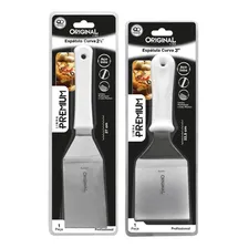 Kit 2 Espátulas Inox Lanche Curva Chapeiro E Cozinha Foto mini 1