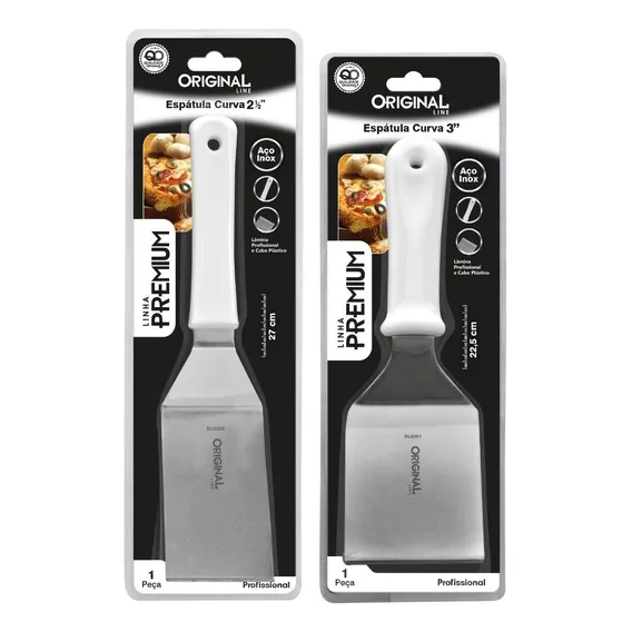 Kit 2 Espátulas Inox Lanche Curva Chapeiro E Cozinha Foto 1